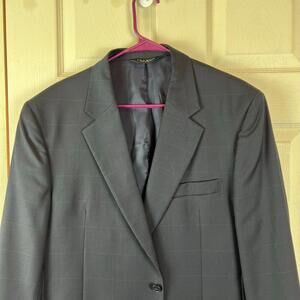 JoS A Bank Mens Blazer Suit Jacket Size 43 R Wool Navy Blue Travelers Collection